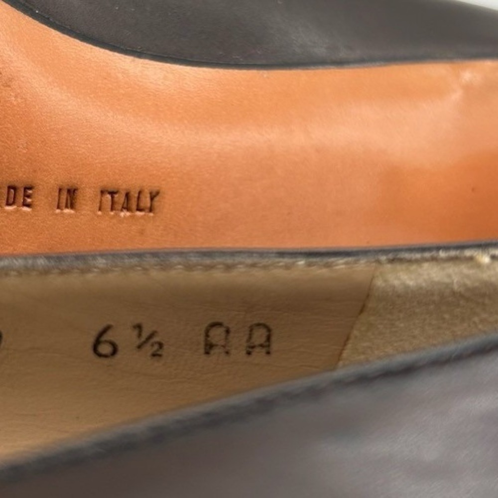 Vintage Salvatore Ferragamo Pumps Women's Size 6.5 AA Brown Leather Gold Buckle - Picture 6 of 6